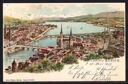 Zürich, Ortsansicht aus der Vogelschau