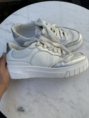 Valentino Monogram Leather Sneakers In White (8,5)