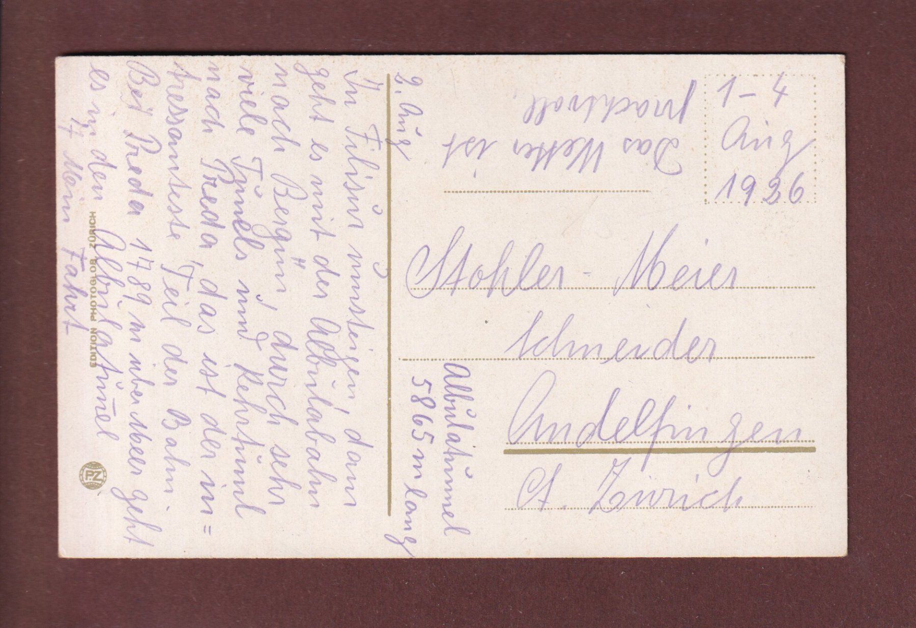 Ansichtskarten: FILISUR - Bergünerstein - 1926 – Gebraucht aus Pully von nicecards 1