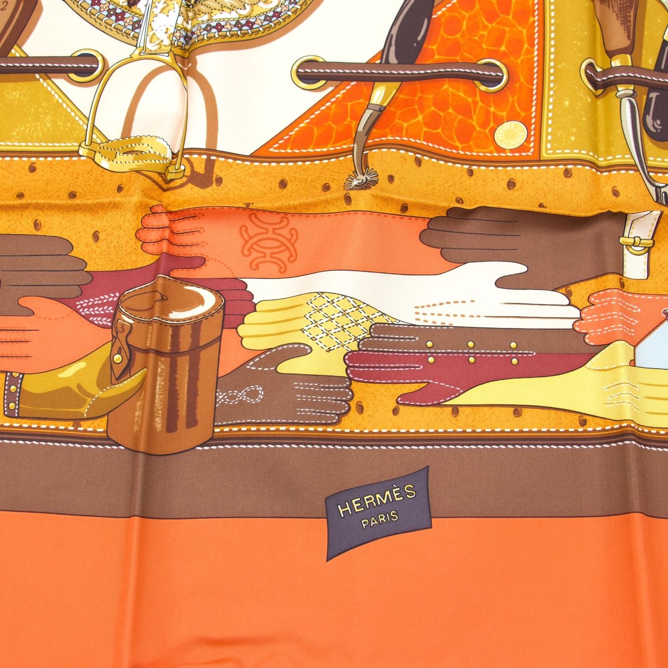 Hermès Foulard & Sciarpe: Hermès Carré "Tout cuir" orange – Usato da Binningen venduto da Designerlabels 7