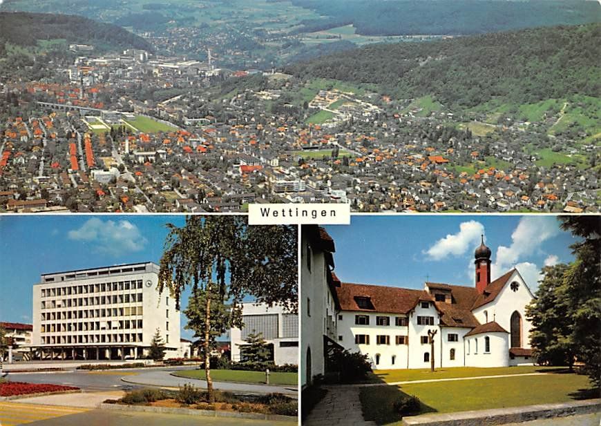 Cartoline postali: AG - Wettingen, Rathaus, Klosterkirche – Usato da Ottikon b.Kemptth. venduto da Neptun1974
