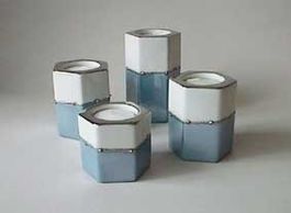 Kerzenständer 4er-Set blau/platin