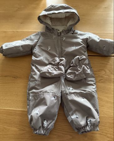 H&M Skianzug Hund taupe/braun Grösse 74