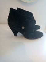 Schwarze Wildleder Stiefeletten, Gr. 36