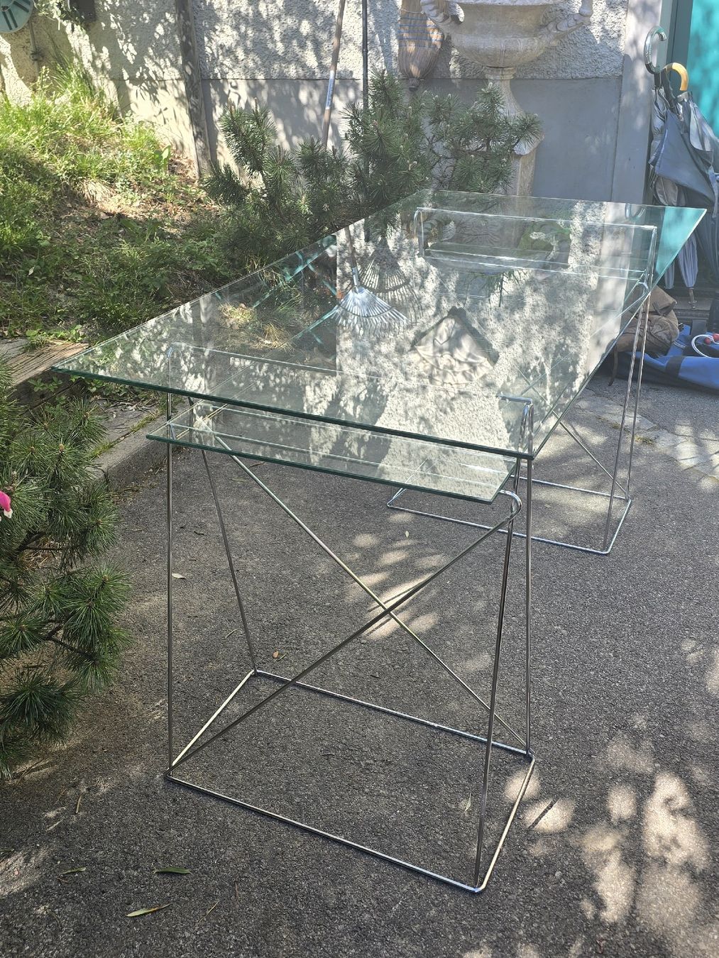 Tavoli: Designer Glas-Stahl Tisch/ Table Crystal/Acier – Usato da Lausanne venduto da Asf99 4
