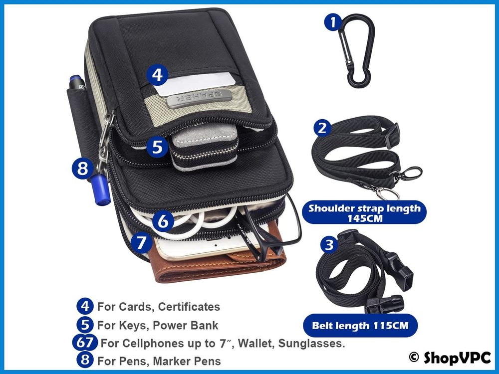 Gürteltasche Für Herren & Damen – Wasserdichte Umhängetasche Für Sport, Reisen & Alltag – Mit 5 Taschen