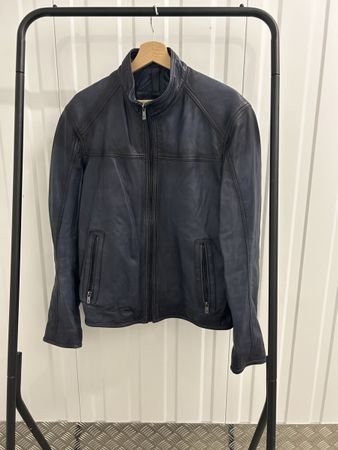 Massimo Dutti Lederjacke blau