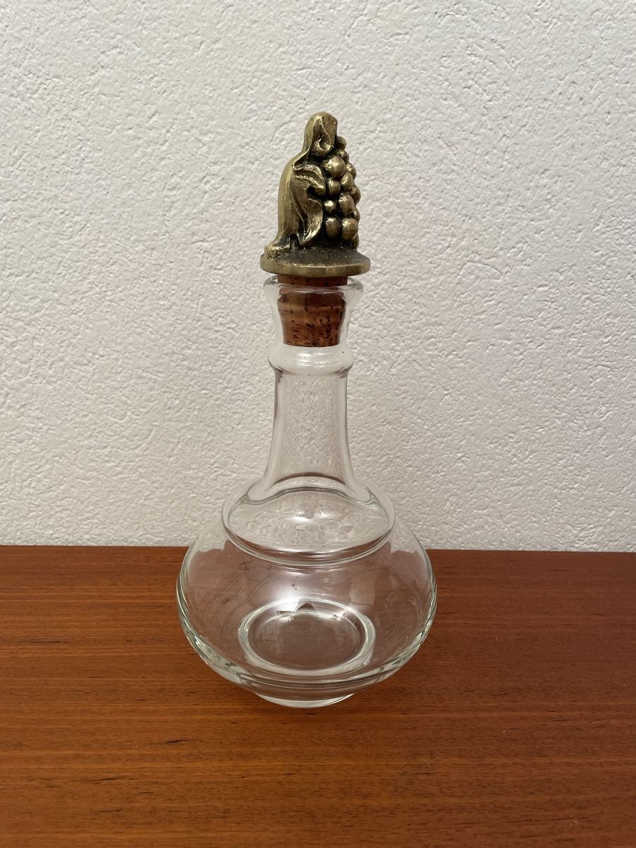 Caraffe: Vintage Glaskaraffe m. Steinlin Messing Stopfen Glas Karaffe – Usato da Zürich venduto da Vintagewiesel 2
