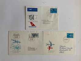 3 Flugpost Sonderbriefe, 1960, 1963 & 1969