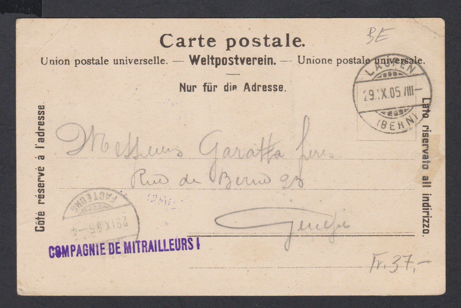 Cartoline postali: Pieterlen  BE   :   alte Ansichtskarte von 1905 – Usato da Vitznau venduto da Ropaku 1