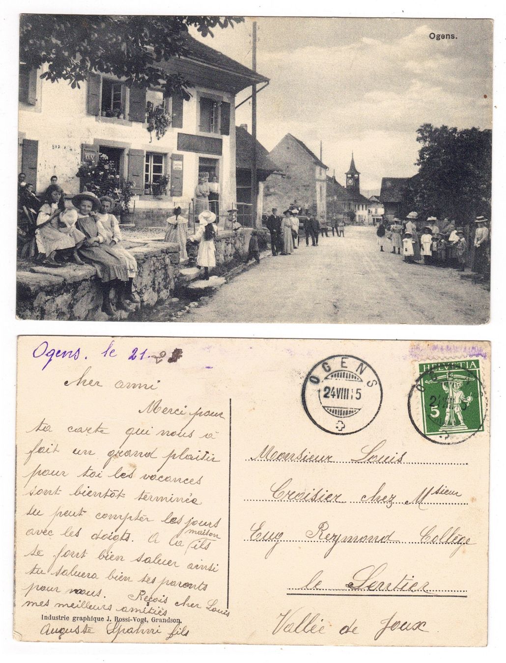 Cartoline postali: Ogens – Usato da La Tour-de-Peilz venduto da amjust