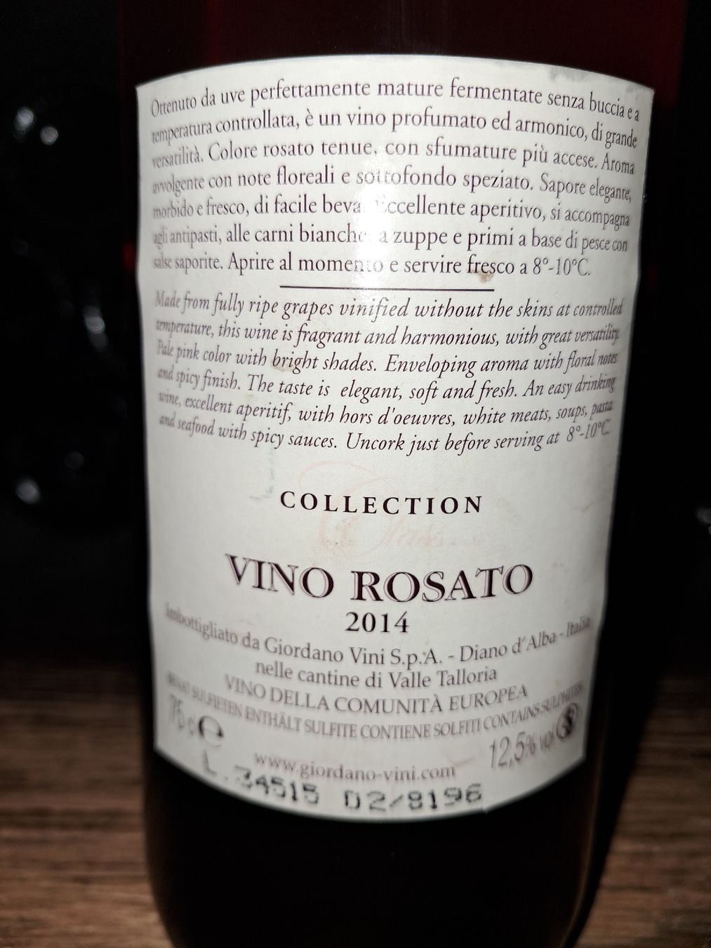 Vino: Giordano rosato 2014 – Nuovo e nell'imballaggio originale da Le locle venduto da juliensaran 3