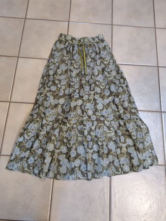 Lieblingsstück Maxi- Rock grün mit Blumen Gr. XS neuwertig