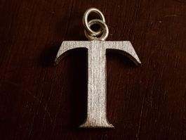 Buchstabe T Anhänger  Silber 800, ca.2cm für Bettelarmband