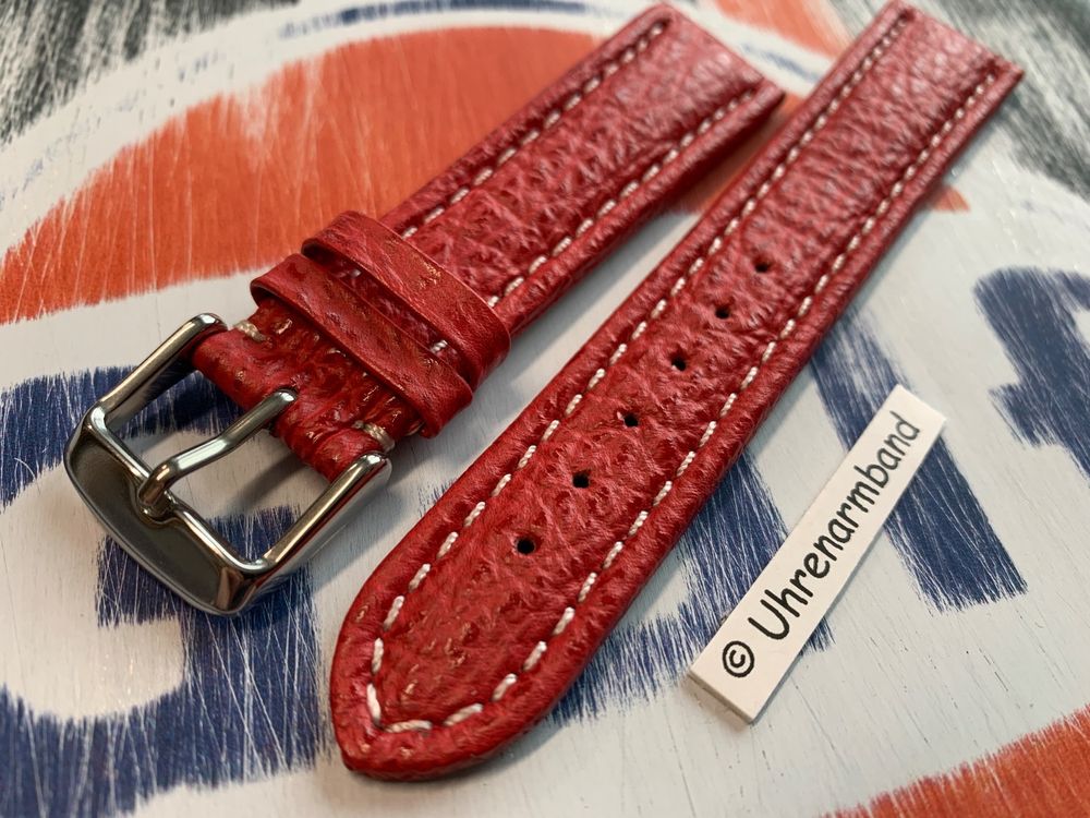 Uhrenarmband - Echt Leder - Kroko Prägung - Rot -  Produktbild-Vorschau 10