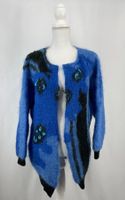 Veste bleue sans boutons en laine mohair