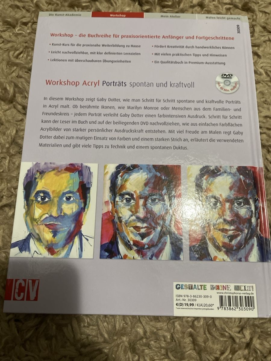 Libri: Workshop Acryl Portraits, Gaby Dotter, mit DVD, Top! – Usato da Unterkulm venduto da AnoliOccasion 1