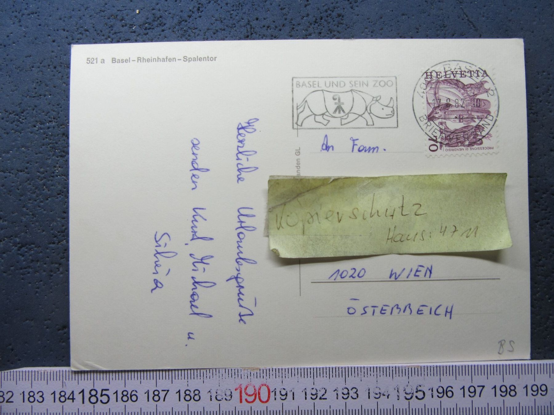 Ansichtskarten: BASEL RHEINHAFEN SPALENTOR 1982 BS AK – Gebraucht aus Ettingen von Hausi4711 1