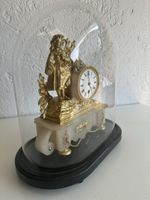 Antike französische Kaminuhr mit Glashaube 40 cm