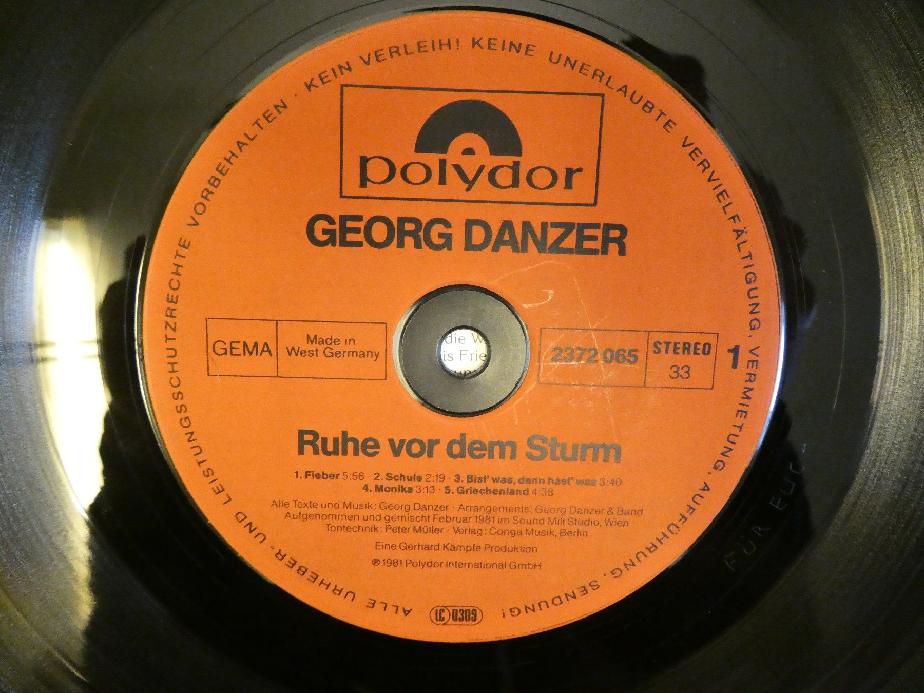 Dischi in vinile: LP "Georg Danzer - Ruhe vor dem Sturm" (VG-) – Usato da Münchenstein venduto da tsp01 3