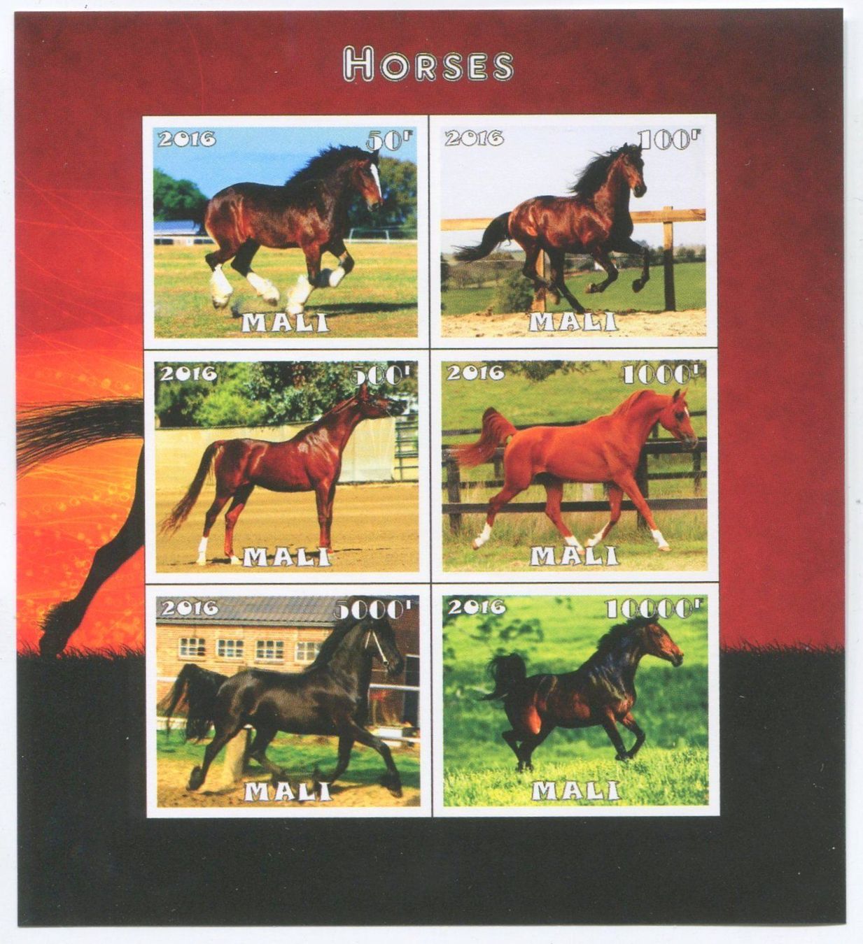 Tous les timbres: Block "Pferde". Mali. – Neuf avec emballage d'origine à Basel par Butsch5