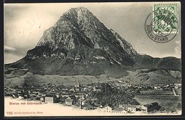 AK Glarus, Ortsansicht mit Glärnisch