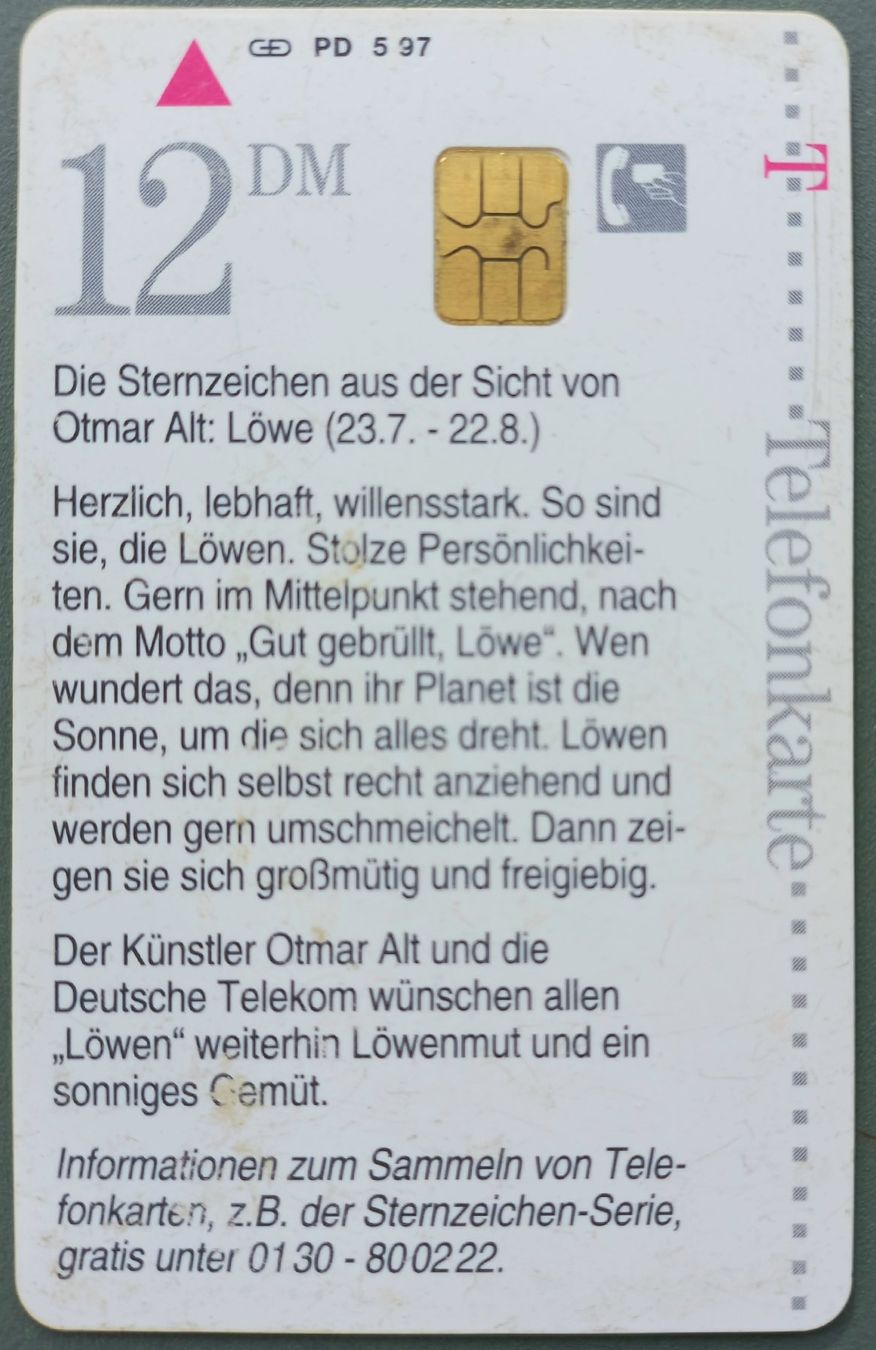 Schede telefoniche: Taxcard - Sternzeichen: Löwe - D – Usato da Niederuzwil venduto da lubimaja 1