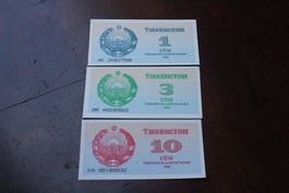 UNC ouzbekistan 3 billets