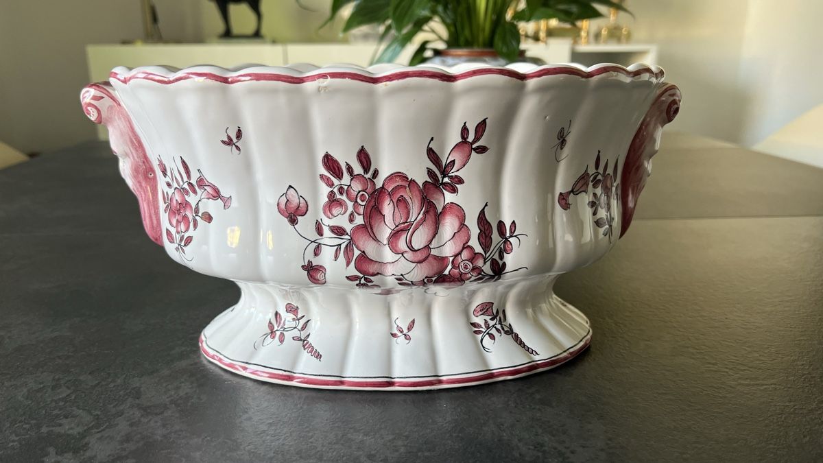 Vasi & Recipienti: Jardinière en faïence finement décorée de fleurs polychromes – Usato da Nyon venduto da stylevintage79 5
