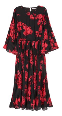 H&M Trend Floral Print Pleated Midi Dress size 38 NWT