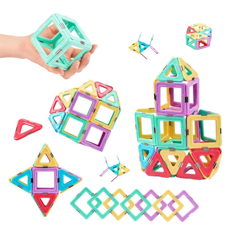 Magnetbausteine 100 Teile - Kreatives 3D Spielzeug Mit Dinosaurier & Vulkan | STEM Lernspielzeug