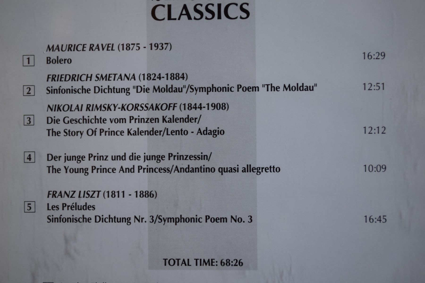 CD: SMOOTH CLASSICS: SYMPHONIC POEMS(397) – Usato da Reutigen venduto da DONDON55 2