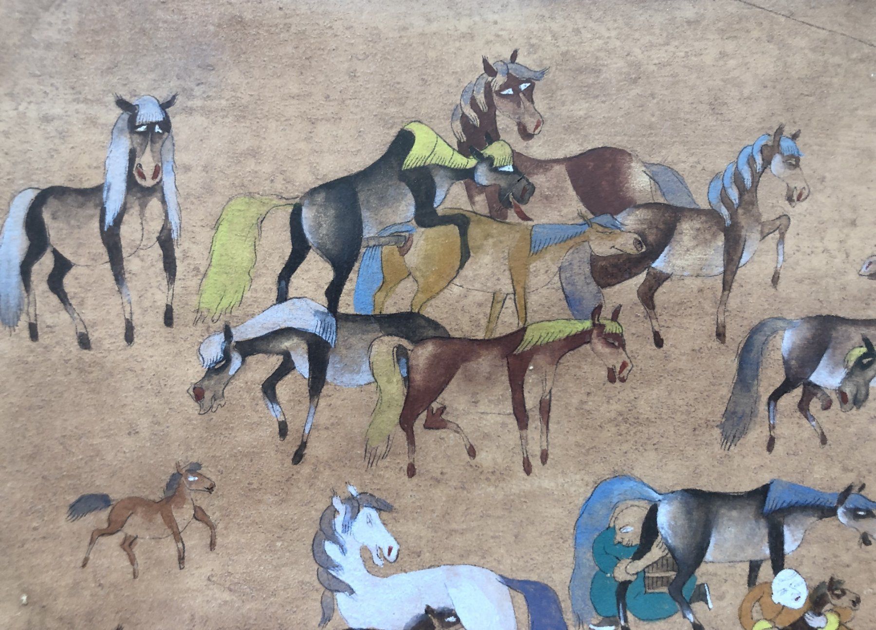 Gemälde: Mongolisches Gemälde Mongol Zurag - Steppenleben Pferde – Gebraucht aus Schaffhausen von durruti 2