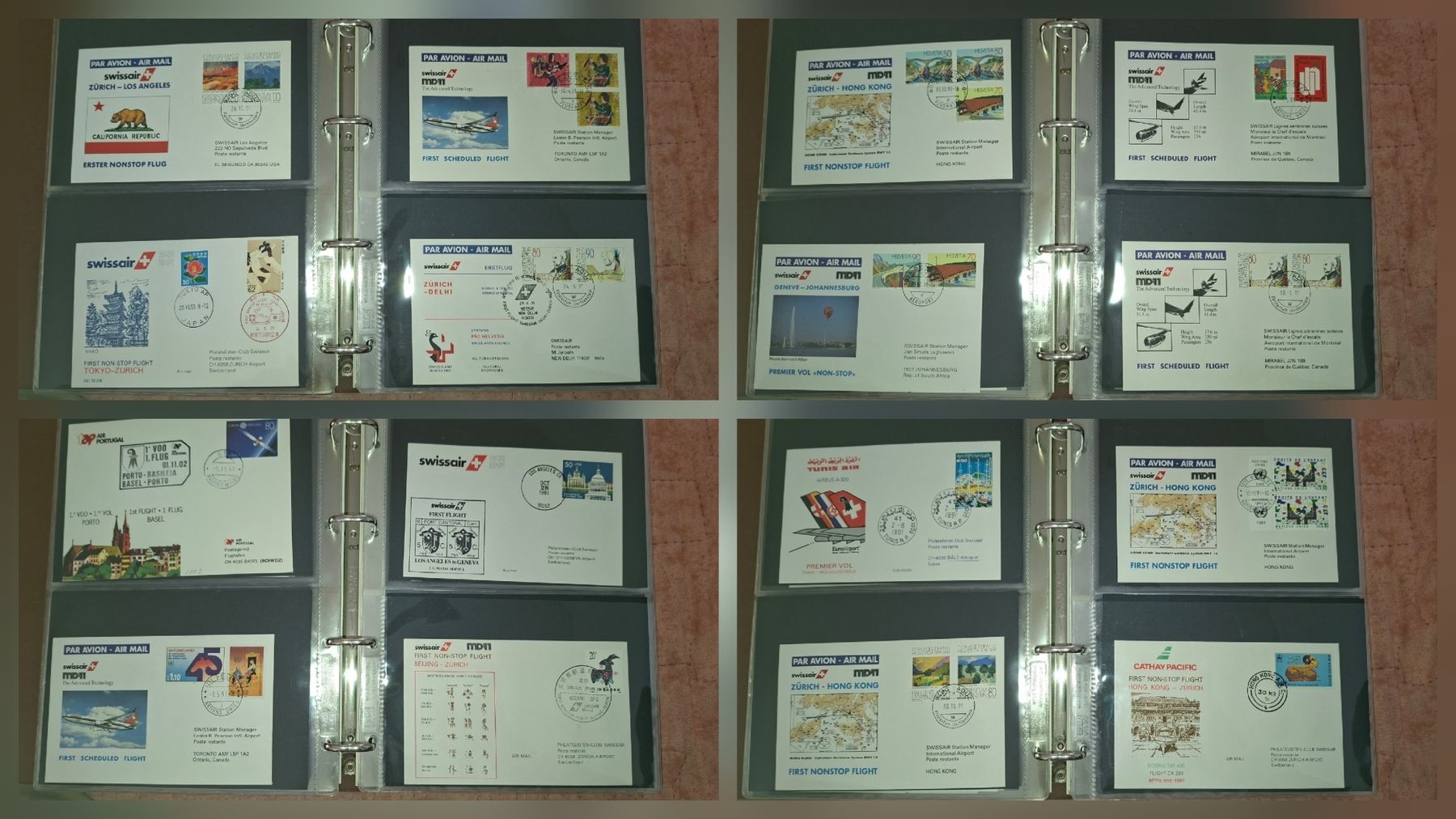 Alle Briefmarken: Album mit 76 Flugbriefe / Swissair – Gebraucht aus Balgach von SIMEON27 4