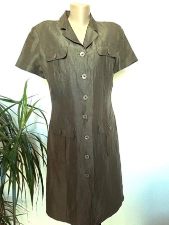 Robe Saharienne Lin & Soie BLACKY DRESS – Vert Olive –Gr.42