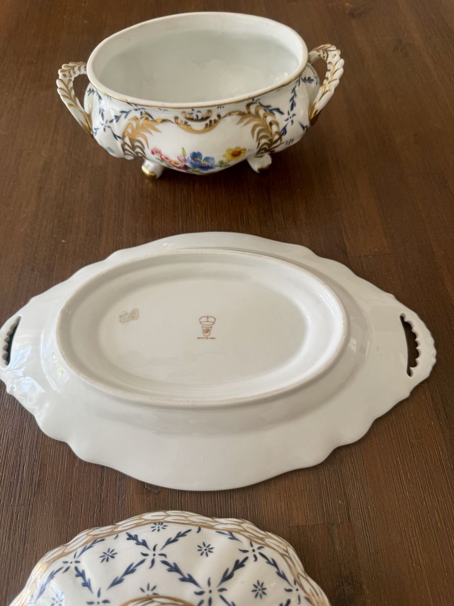 Ciotole: Terrine mit Deckel und Unterteller mit Blumenmalerei – Usato da Olten venduto da ebelin01 3