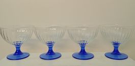 Set aus 4 Vintage kobaltblauen Gläsern Schüsseln Italien