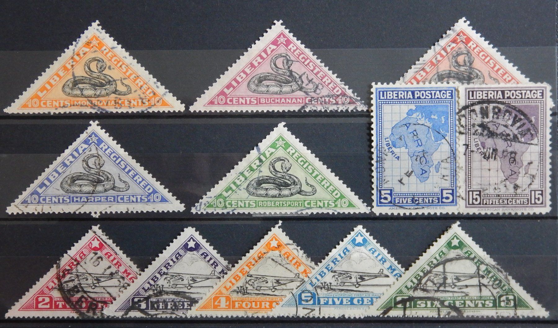 Tutti i francobolli: Liberia ex. Kat. 203-291 gest. 1921/36 – Usato da Zürich venduto da Muehlekauf