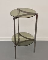 Space Age Design, Beistelltisch, Chrom, Rauchglas, 1970er