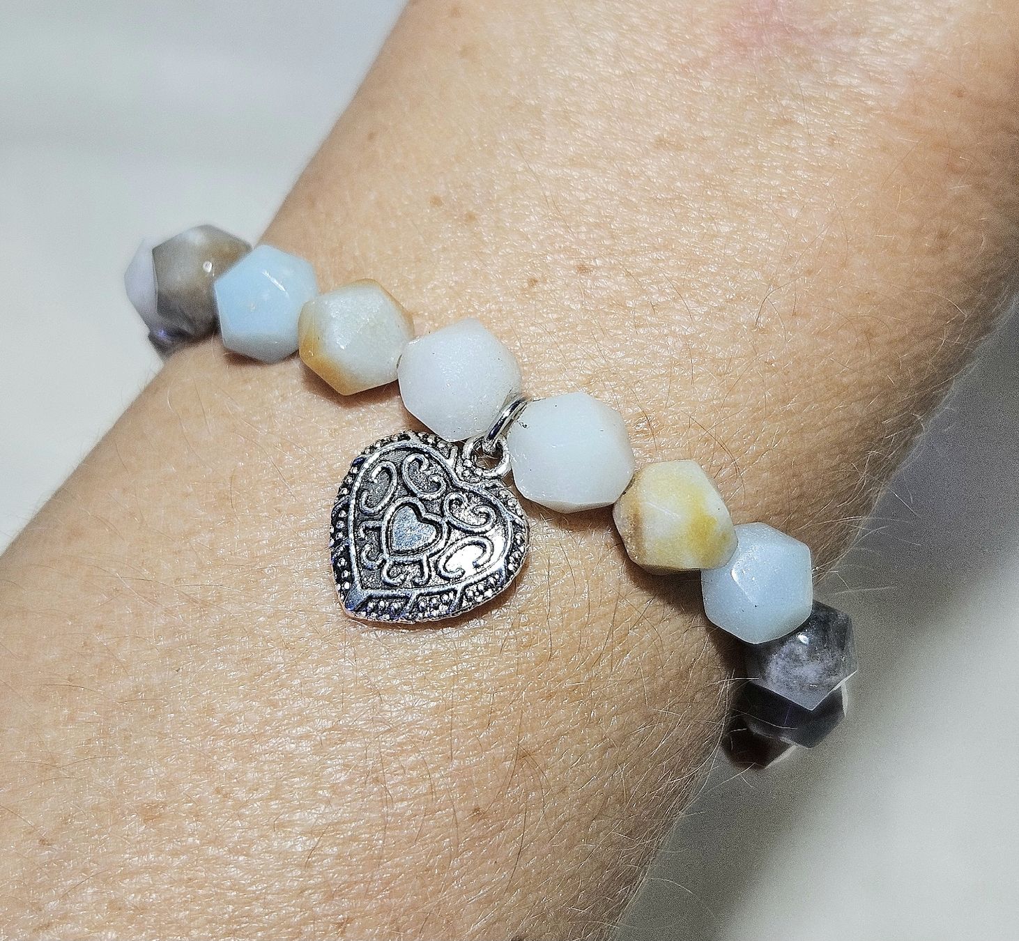 Bracciali & Braccialetti: Amazonit-Herz Armk. - Spendenaktion – Nuovo (secondo la descrizione) da Unterkulm venduto da Nachtigall 1