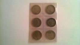 6 Pieces Suisse 10 ct 1912, 21 ,30, 44 , 44 , 58 bon état