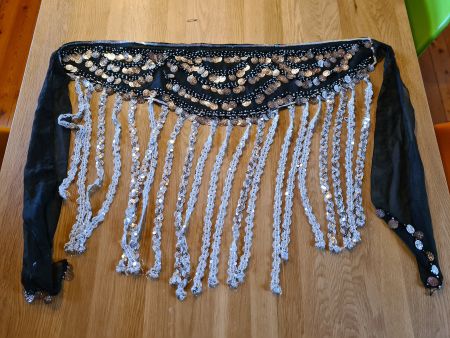 Foulard danse orientale noir argenté