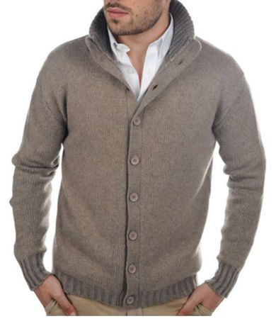 Balldiri Kaschmir Jacke Herren 8-fädig Strickjacke mit Knöpf