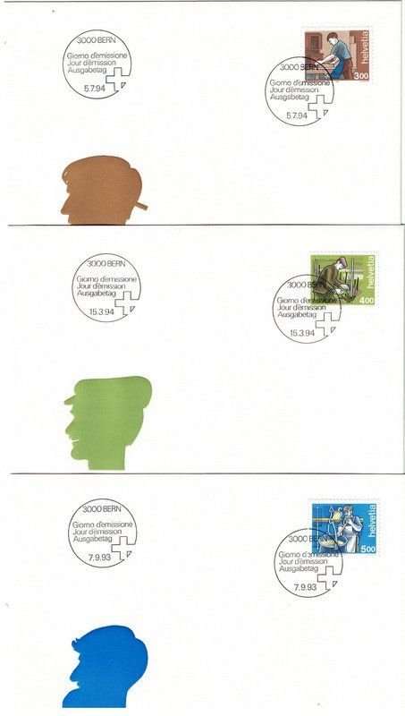 Alle Briefmarken: 3 FDC - CH, 3 - 4 - 5 Franken – Neu (gemäss Beschreibung) aus Bonstetten von Pinguin75
