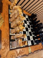 Antikes Schachspiel Holzfiguren Brettspiele Rarität