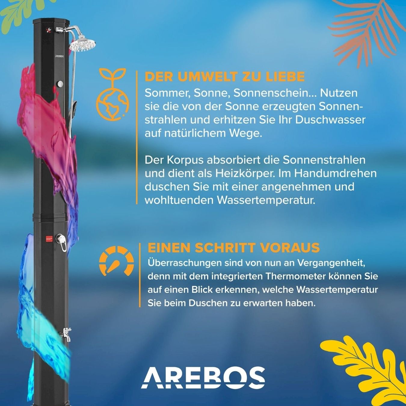 Docce: AREBOS 60 L Solardusche schwarz – Nuovo e nell'imballaggio originale da Bottighofen venduto da zaap 2