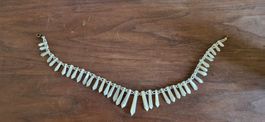 Halskette Perlenimitat Tropfenanhänger Weiss Vintage 40 cm