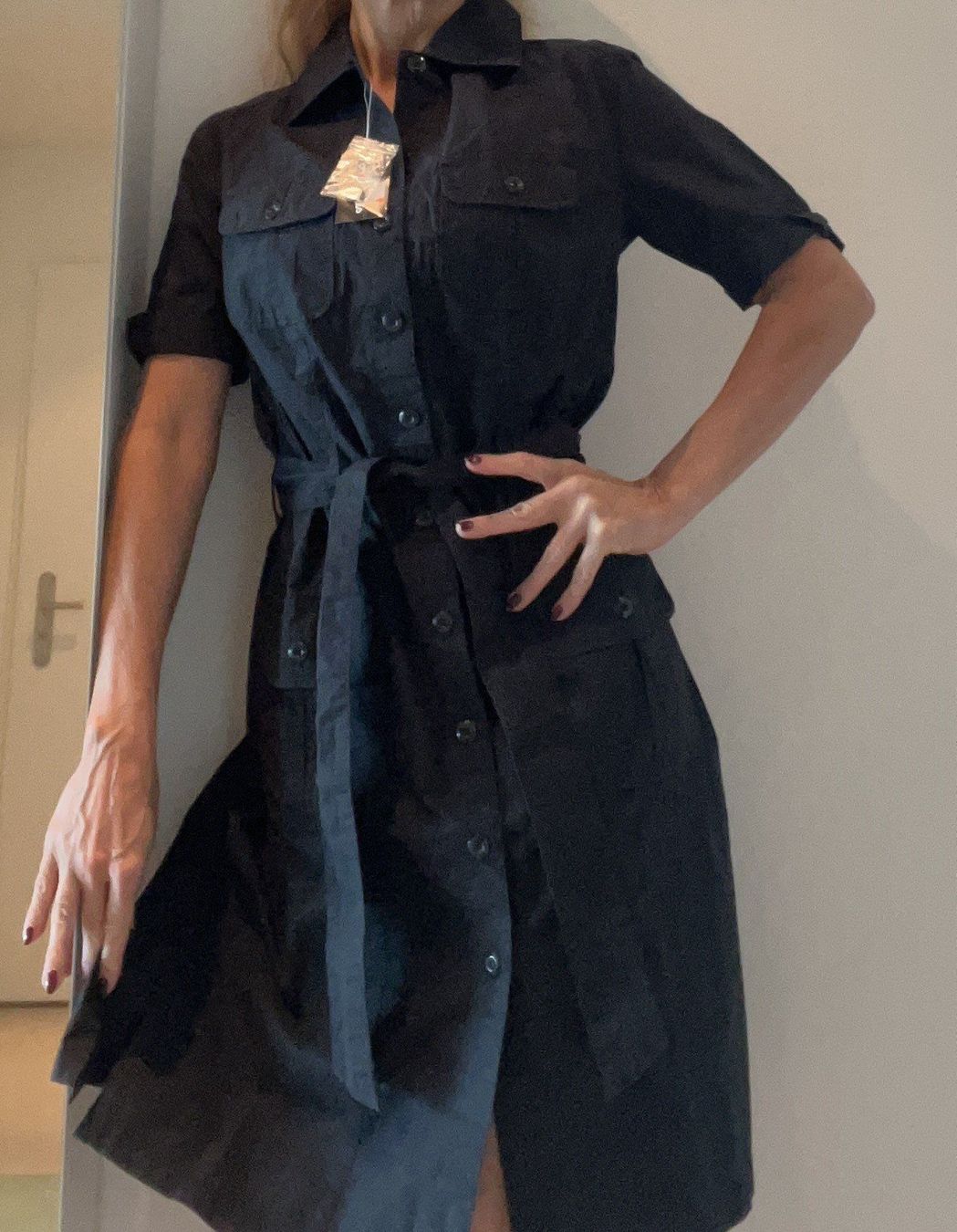 Vestiti: Sommer classisch schwarzes Kleid aus Baumwolle – Nuovo e nell'imballaggio originale da Horgen venduto da Esterina 1