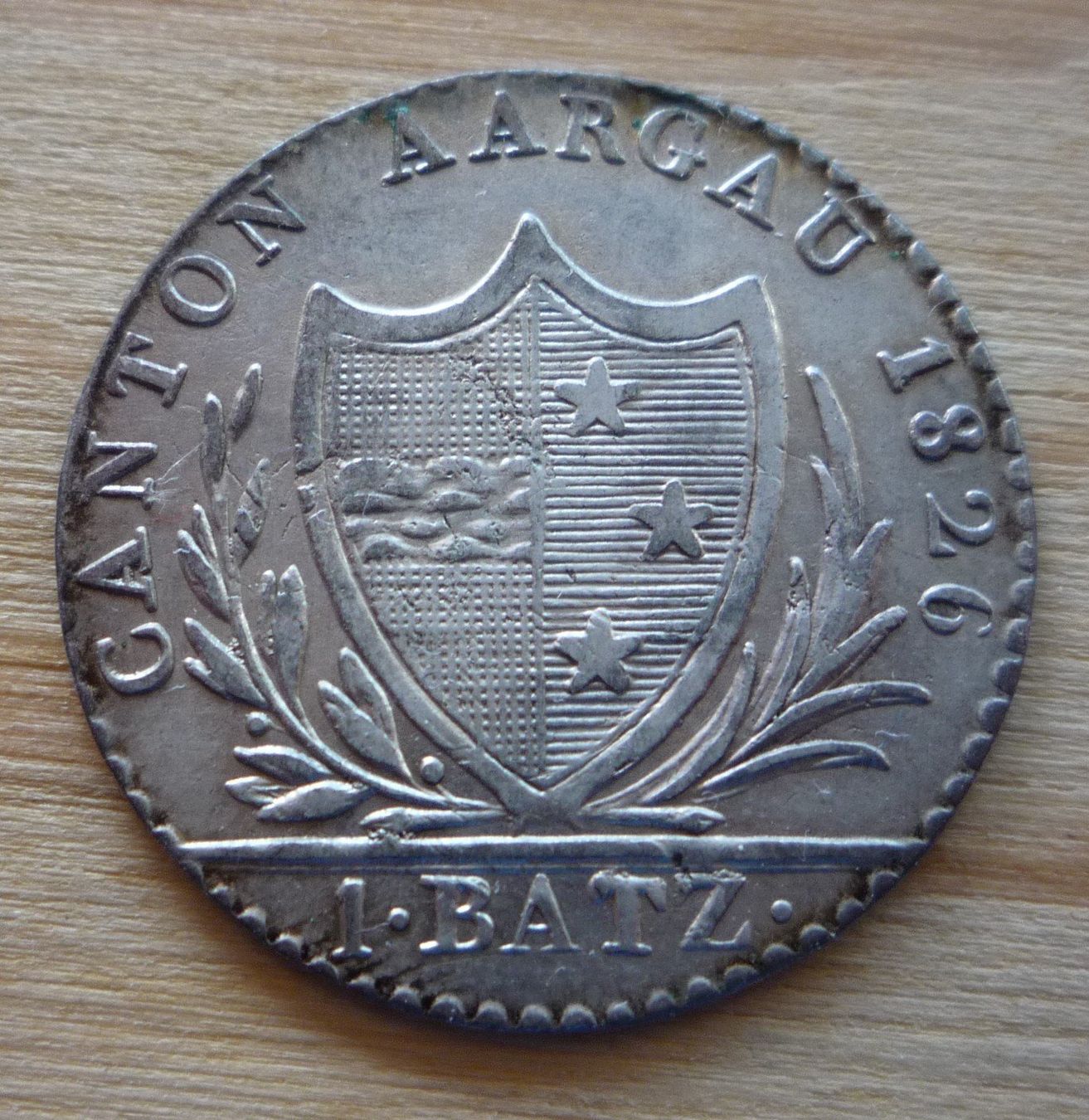 Tutti le monete: 1 Batzen 1826 Kanton Aargau – Usato da Rieden SG venduto da Brockehuesli