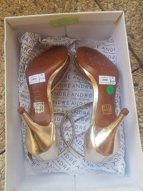 Damenschuhe: Sandales André "Spirale" dorées  Neuves  Taille 36 – Neu und originalverpackt aus Genève von sop_kbp2 3